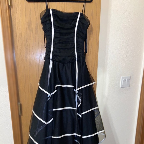 black layered ruffle dress